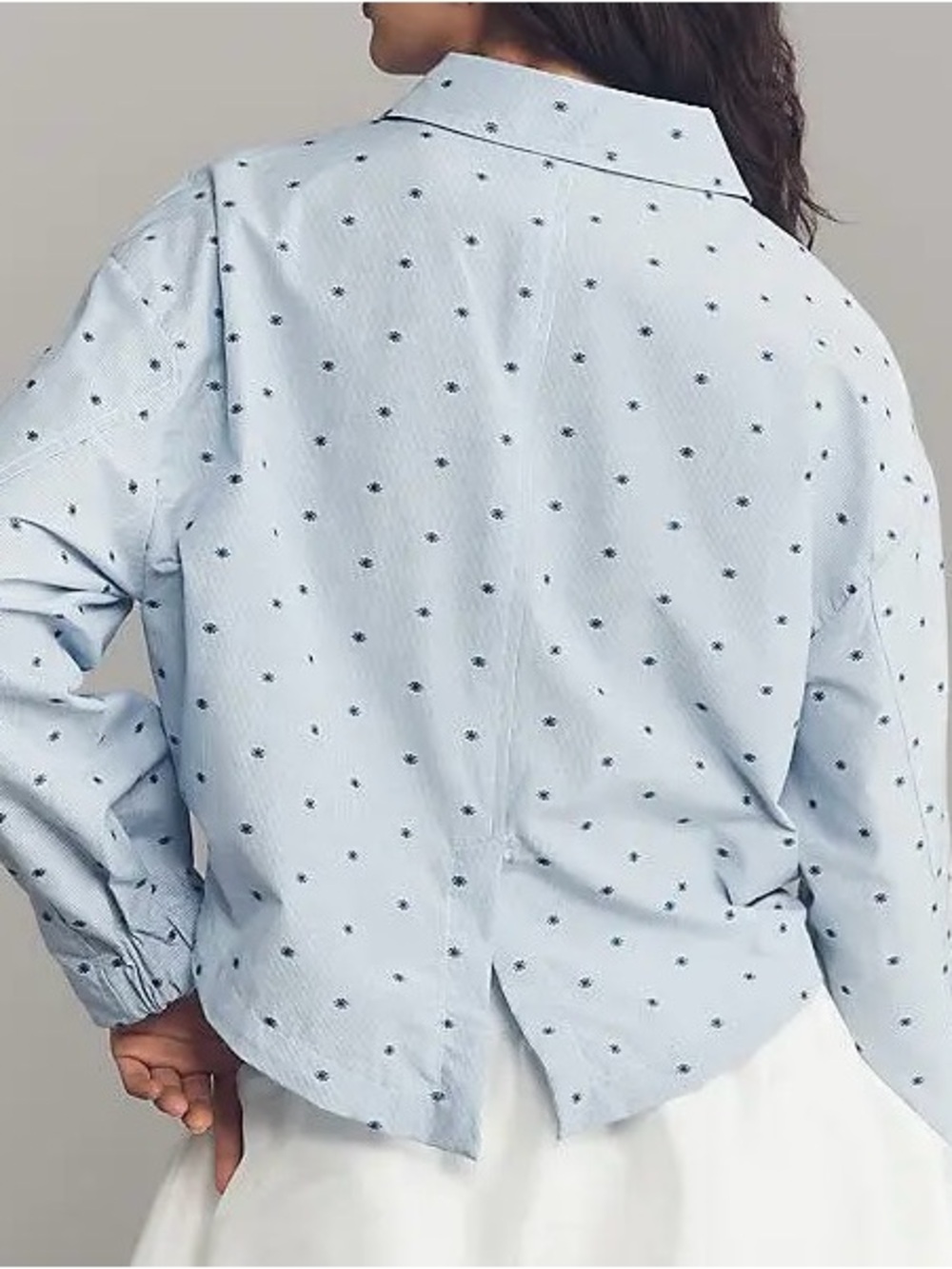 Maeve Anthropologie Women’s Blue/White Cinched Waist Button Down Shirt Size M - Picture 9 of 10